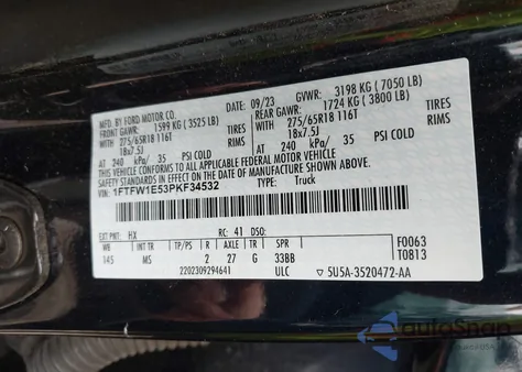 2023 Ford F-150 Xlt from USA, damaged, VIN 1FTFW1E53PKF34532